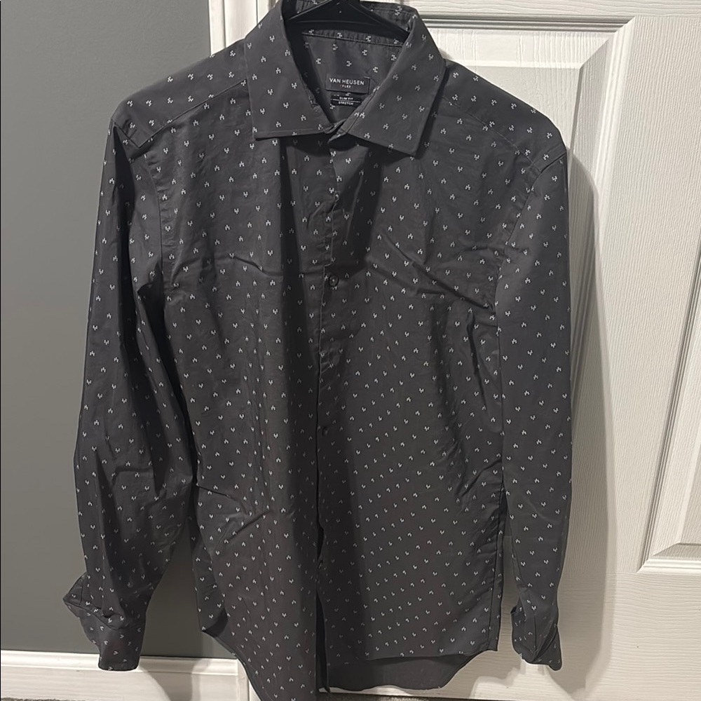 Black Button-Up Shirt with Pattern